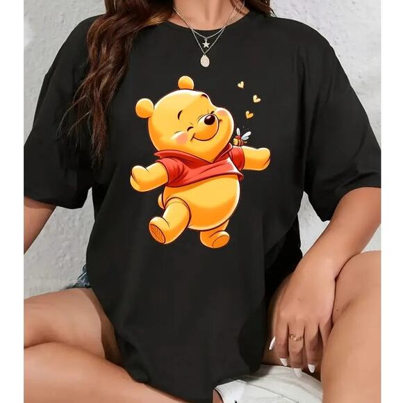 NWT ~ Women's Black Winnie The Pooh Disney Summer T-Shirt ~ Plus Size 4X - Picture 1 of 2